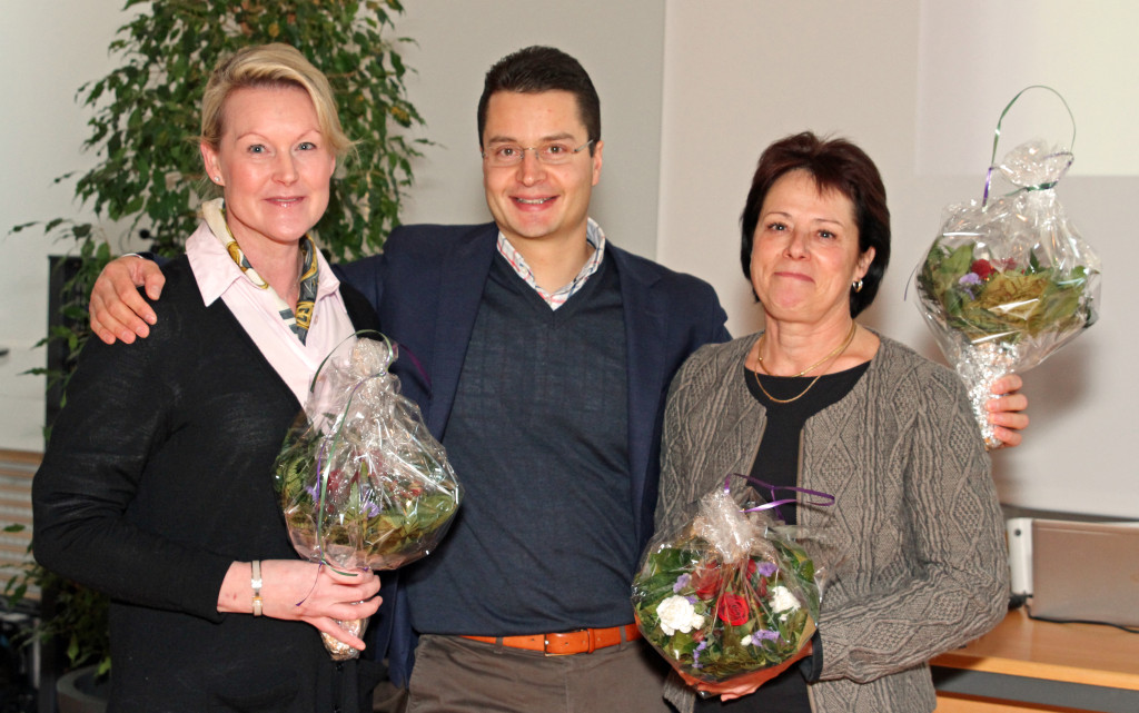 Hallitukseen valitut Johanna Örndahl, Antti Linna ja Carina Nyholm, kuva Sonja Holma