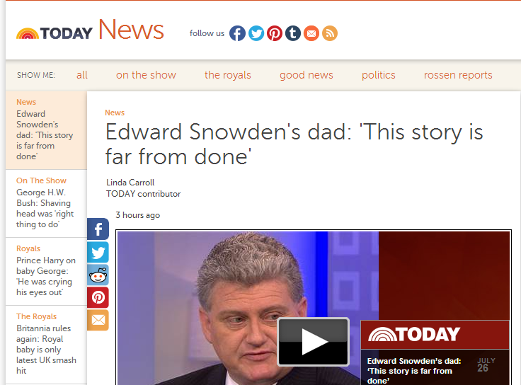 Edward Snowden's dad 'This story is far from done' - TODAY